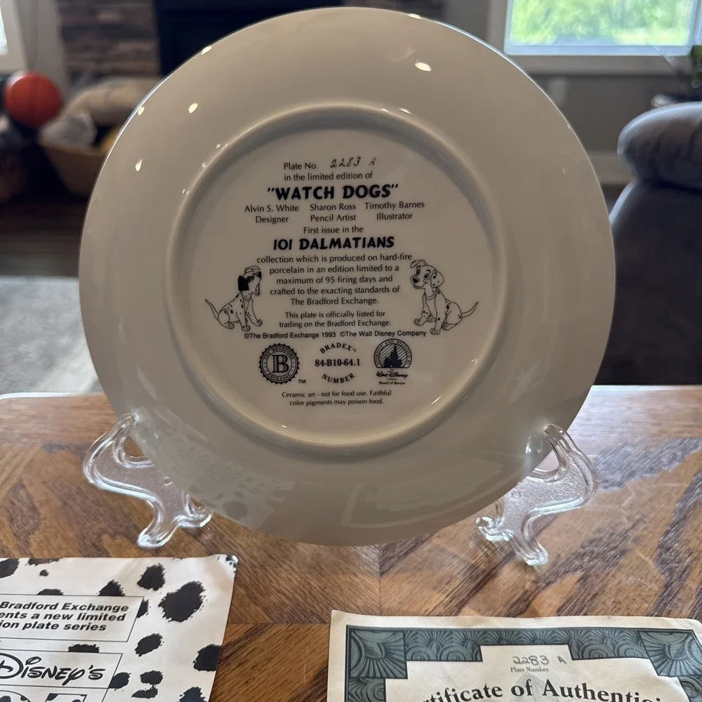 Watch Dogs Plate 101 Dalmatians #1 Walt Disney Movie Film Bradford Exchange COA